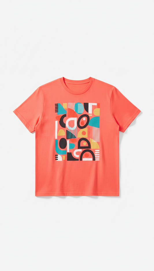 Print t-shirt in neon coral